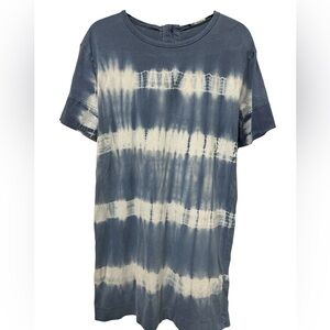Zara Blue White Tie Dye T-Shirt Dress | Size S | Relaxed Fit
